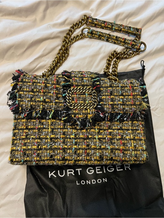 Kurt Geiger Handbags - Kurt Geiger London Mayfair Tweed Multi Color Chain-Detail Shoulder Bag